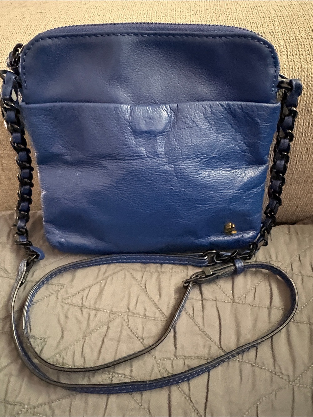 Elliott Lucca Blue Crossbody Shoulder Strap Small Leather Purse Bag- Preused